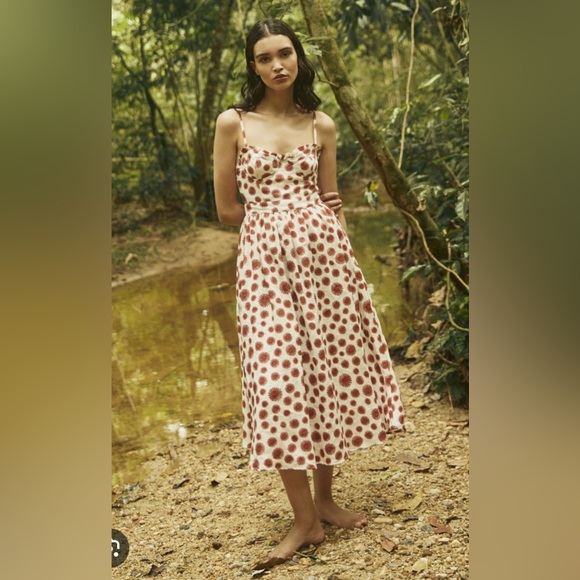 Agua by Agua Bendita Dresses & Skirts - NWOT Agua by Agua Bendita Acacia Erizos Linen Midi Bustier Dress Starburst